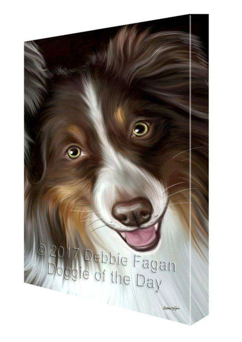 Australian Shepherd Dog Painting Printed on Canvas Wall Art Signed