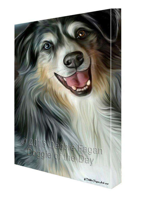 Australian Shepherd Dog Painting Printed on Canvas Wall Art