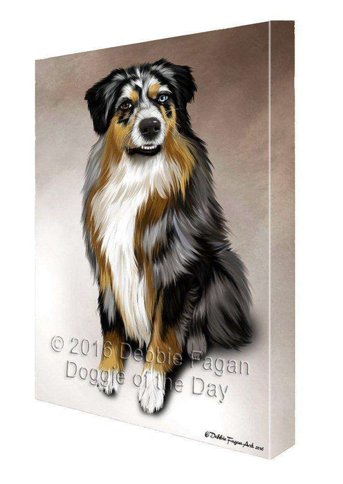 Australian Shepherd Dog Painting Printed on Canvas Wall Art