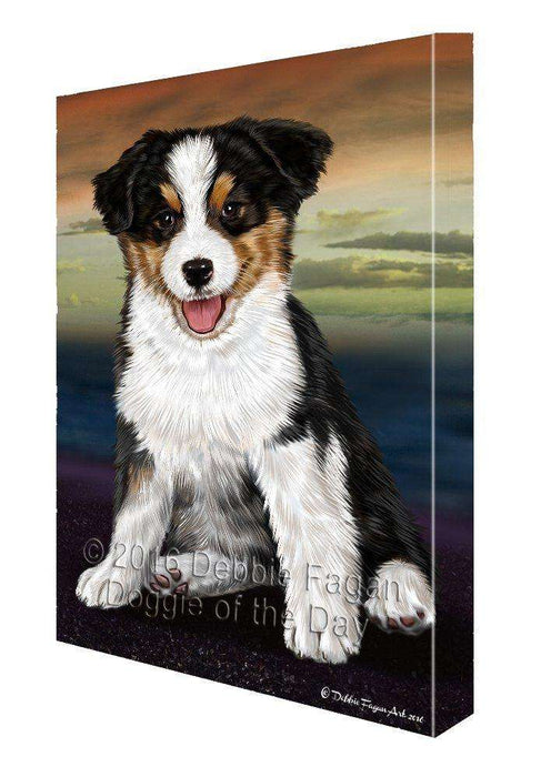 Australian Shepherd Dog Painting Printed on Canvas Wall Art