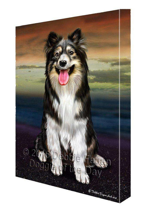 Australian Shepherd Dog Painting Printed on Canvas Wall Art