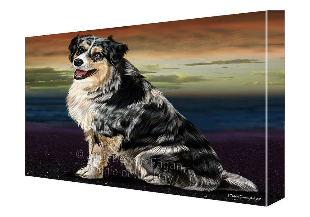 Australian Shepherd Dog Painting Printed on Canvas Wall Art