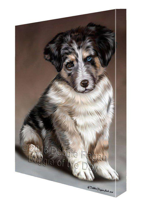 Australian Shepherd Dog Painting Printed on Canvas Wall Art