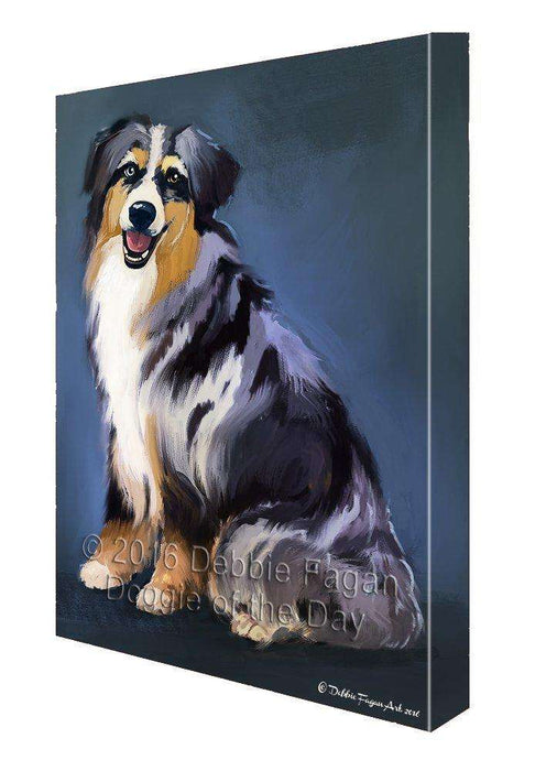 Australian Shepherd Dog Painting Printed on Canvas Wall Art