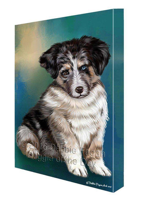 Australian Shepherd Dog Painting Printed on Canvas Wall Art