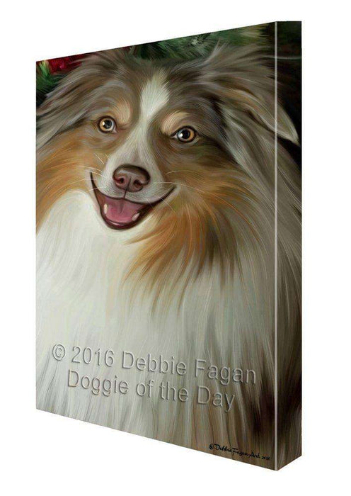 Australian Shepherd Dog Painting Printed on Canvas Wall Art