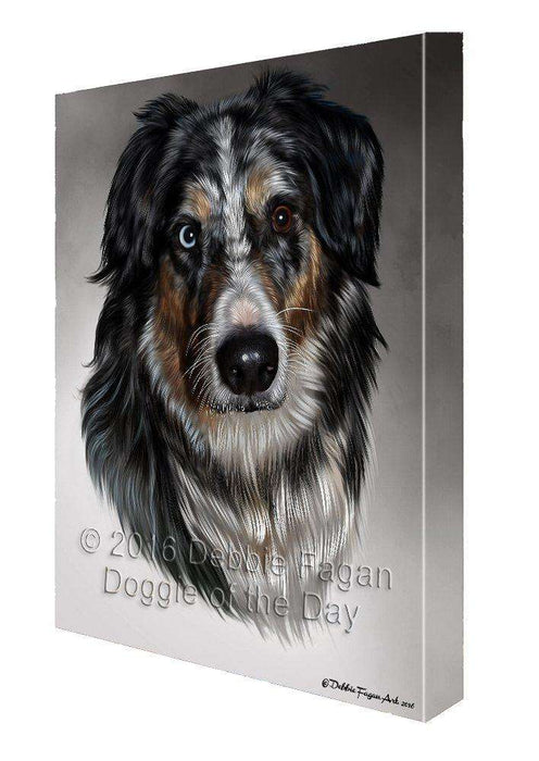 Australian Shepherd Dog Painting Printed on Canvas Wall Art