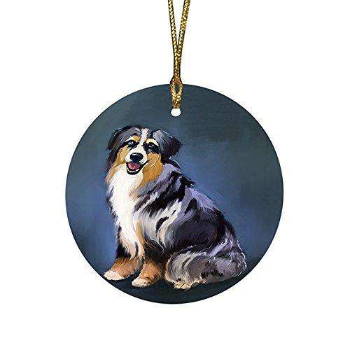 Australian Shepherd Dog Round Christmas Ornament
