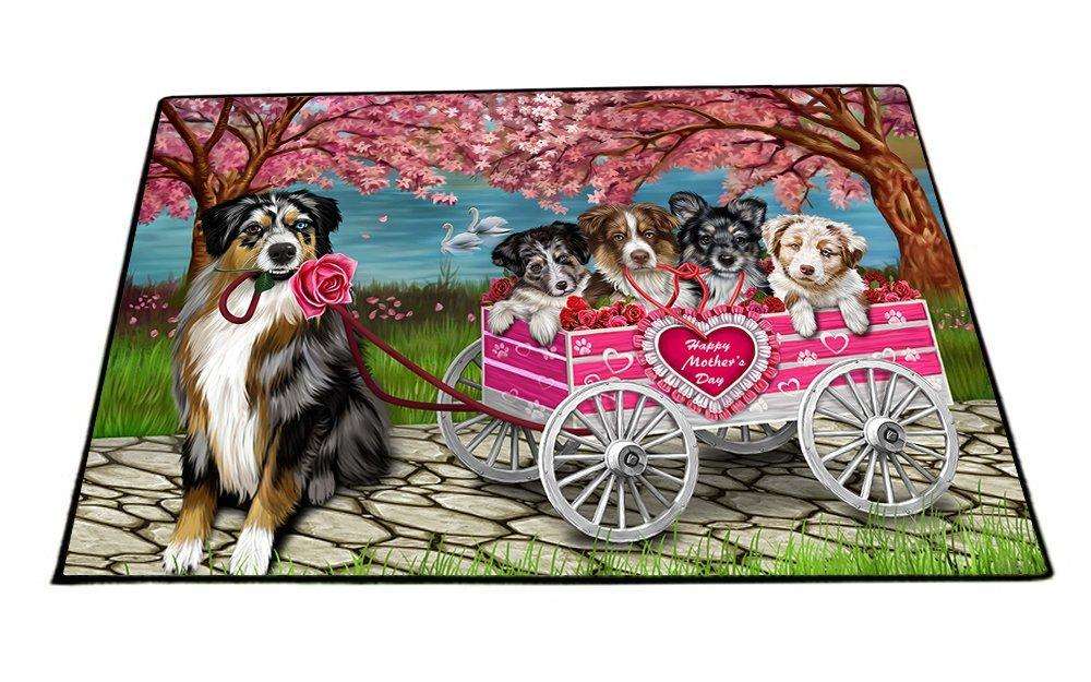 Australian Shepherd Dog with Puppies Mother's Day Floormat