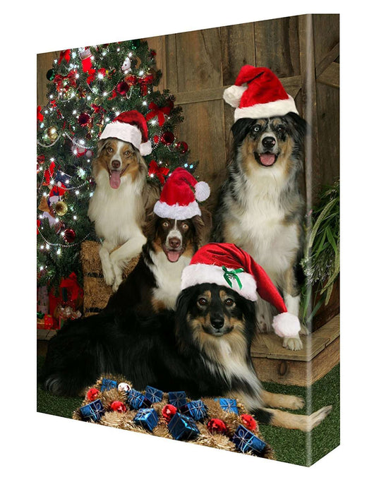 Australian Shepherd Dogs Christmas Canvas 18 x 24