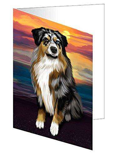 Australian Shepherd Gray Adult Dog Handmade Artwork Assorted Pets Greeting Cards and Note Cards with Envelopes for All Occasions and Holiday Seasons