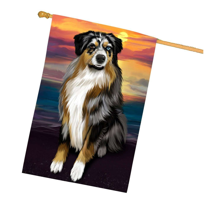 Australian Shepherd Gray Adult Dog House Flag