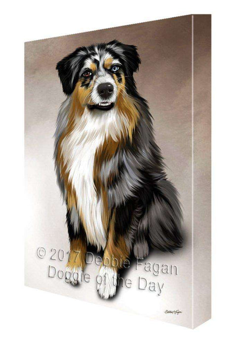 Australian Shepherd Gray Adult Dog Painting Printed on Canvas Wall Art Signed