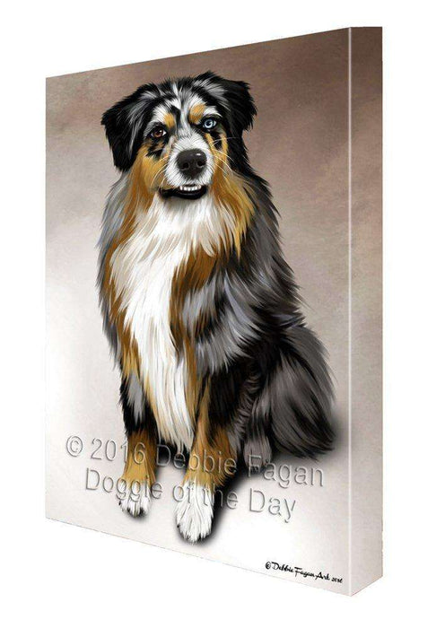 Australian Shepherd Gray Adult Dog Painting Printed on Canvas Wall Art