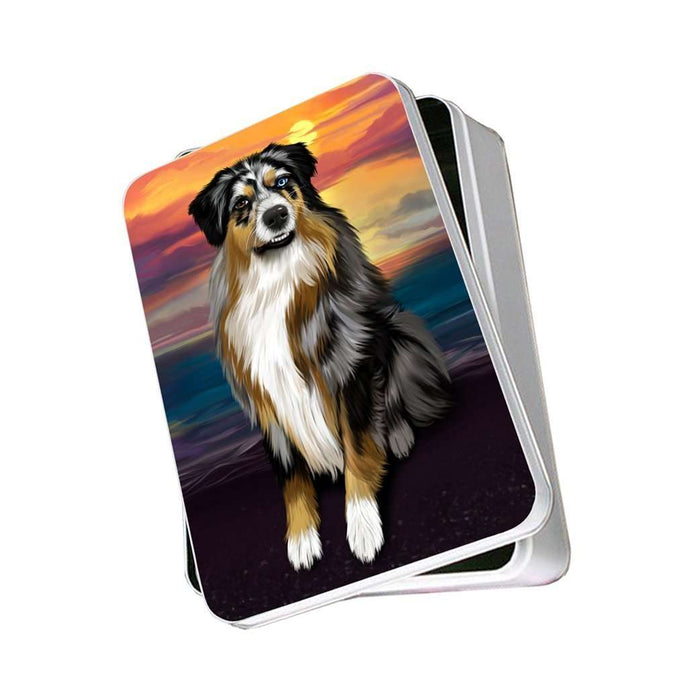 Australian Shepherd Gray Adult Dog Photo Storage Tin