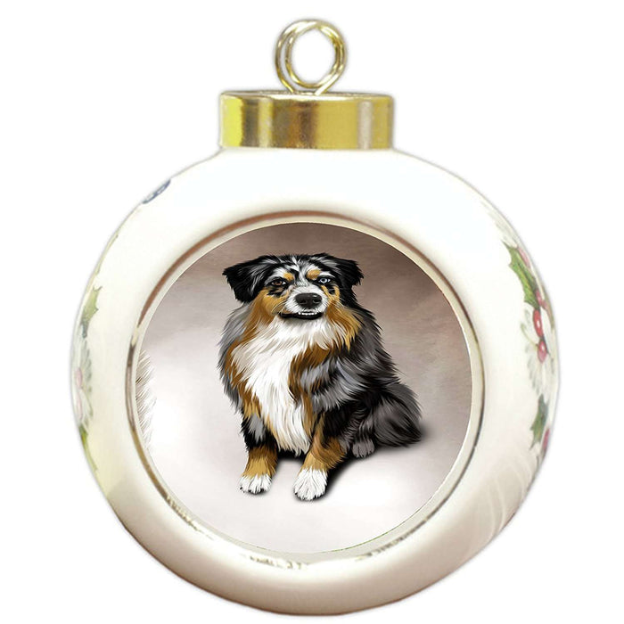 Australian Shepherd Gray Adult Dog Round Ball Christmas Ornament