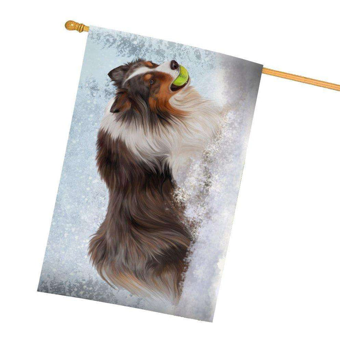 Australian Shepherd Red Merle Dog All Weather House Flag