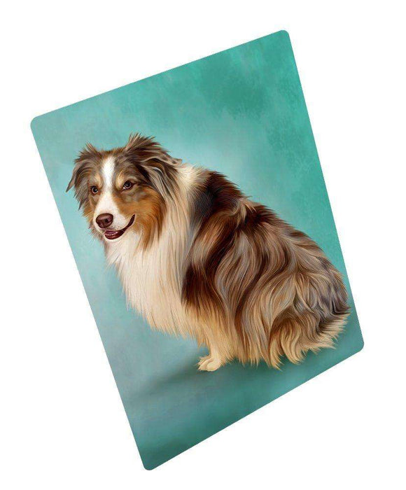 Australian Shepherd Red Merle Dog Art Portrait Print Woven Throw Sherpa Plush Fleece Blanket (37x57 Sherpa)