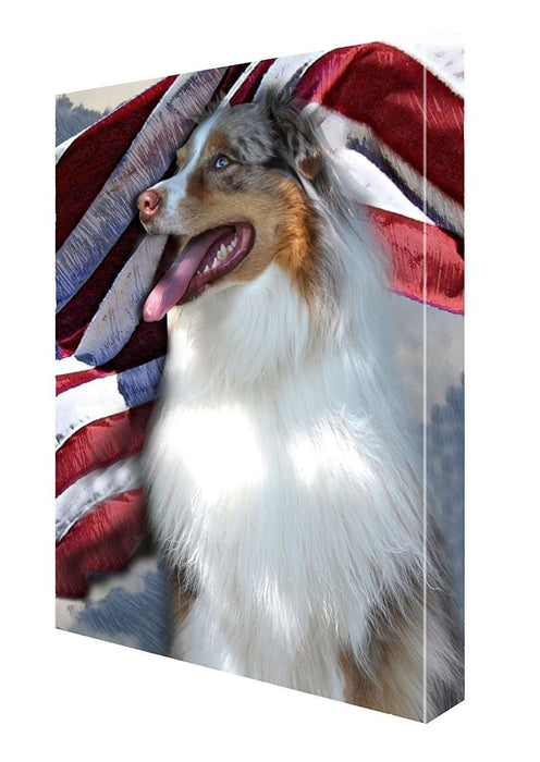 Australian Shepherd Red Merle Dog Canvas 18 x 24 Patriotic