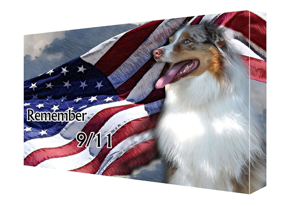 Australian Shepherd Red Merle Dog Canvas 18 x 24 Patriotic