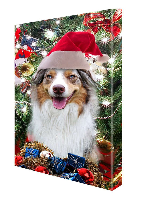 Australian Shepherd Red Merle Dog Christmas Canvas 18 x 24