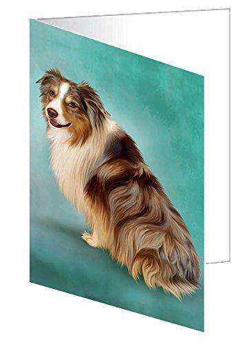 Australian Shepherd Red Merle Dog Handmade Artwork Assorted Pets Greeting Cards and Note Cards with Envelopes for All Occasions and Holiday Seasons