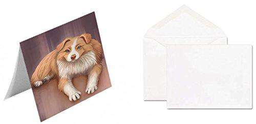 Australian Shepherd Red Merle Dog Handmade Artwork Assorted Pets Greeting Cards and Note Cards with Envelopes for All Occasions and Holiday Seasons