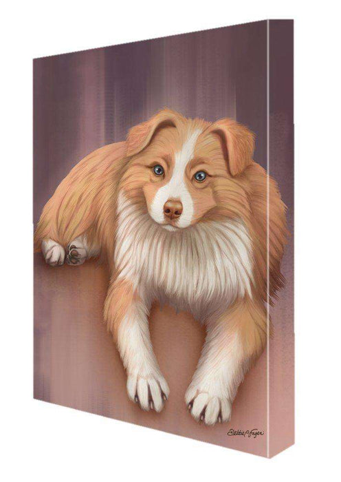 Australian Shepherd Red Merle Dog Painting Printed on Canvas Wall Art Signed