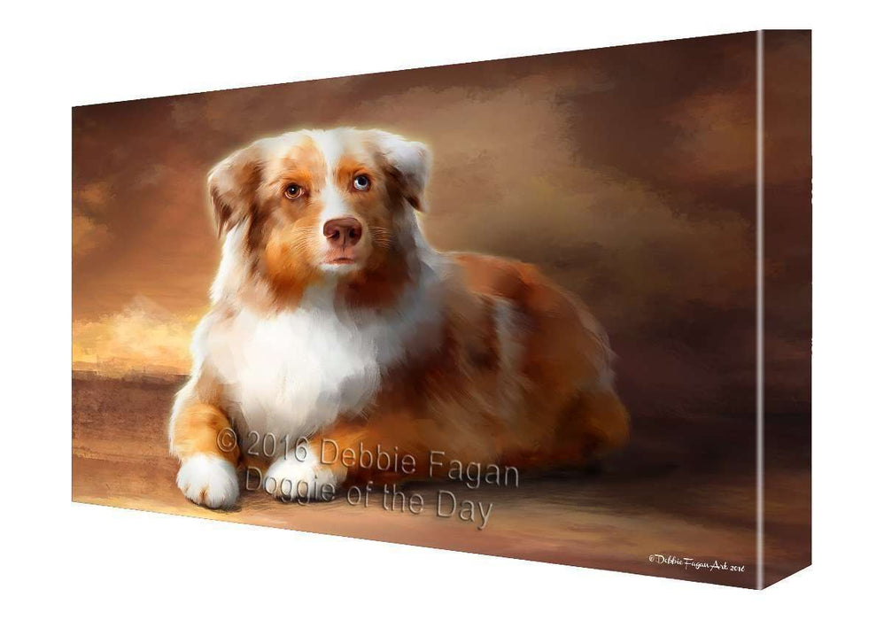 Australian Shepherd Red Merle Dog Painting Printed on Canvas Wall Art