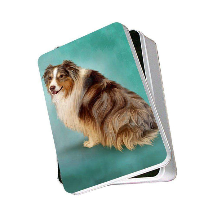 Australian Shepherd Red Merle Dog Photo Storage Tin