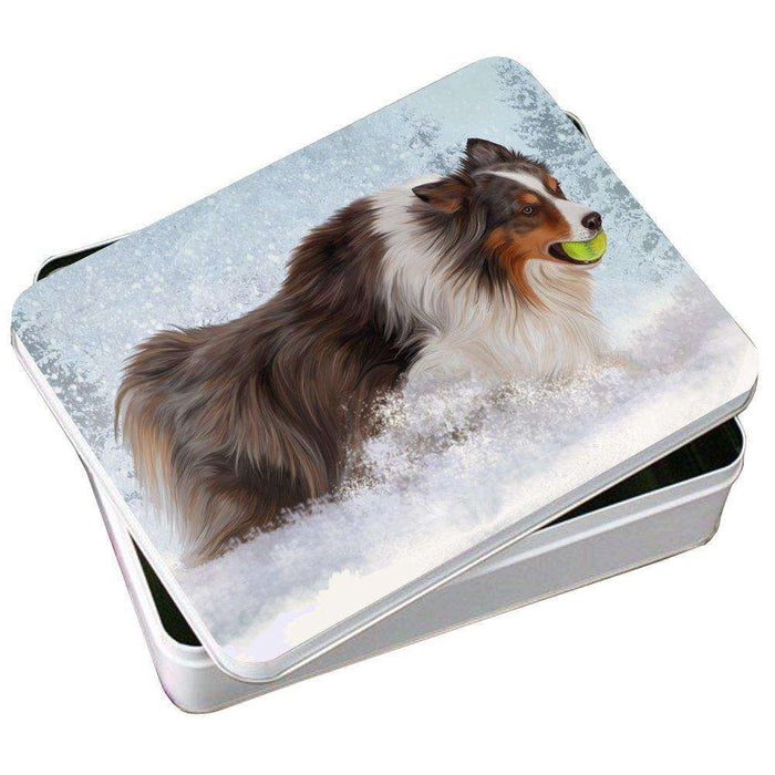 Australian Shepherd Red Merle Dog Photo Storage Tin