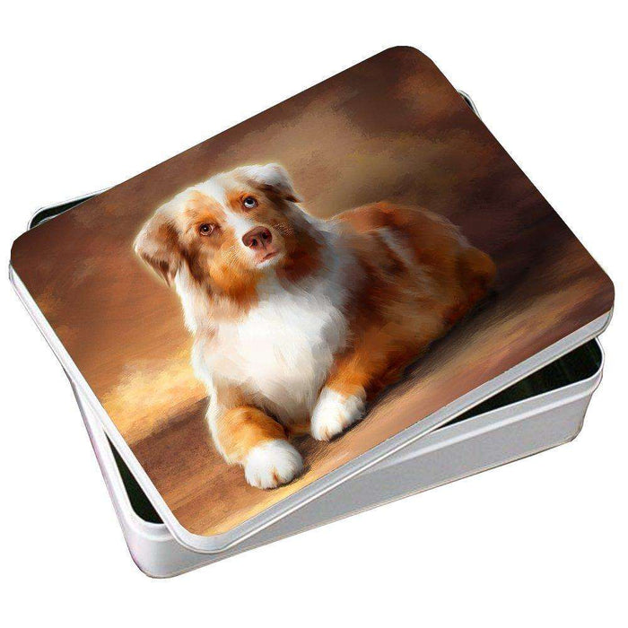 Australian Shepherd Red Merle Dog Photo Storage Tin