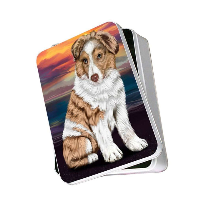 Australian Shepherd Red Merle Dog Photo Storage Tin