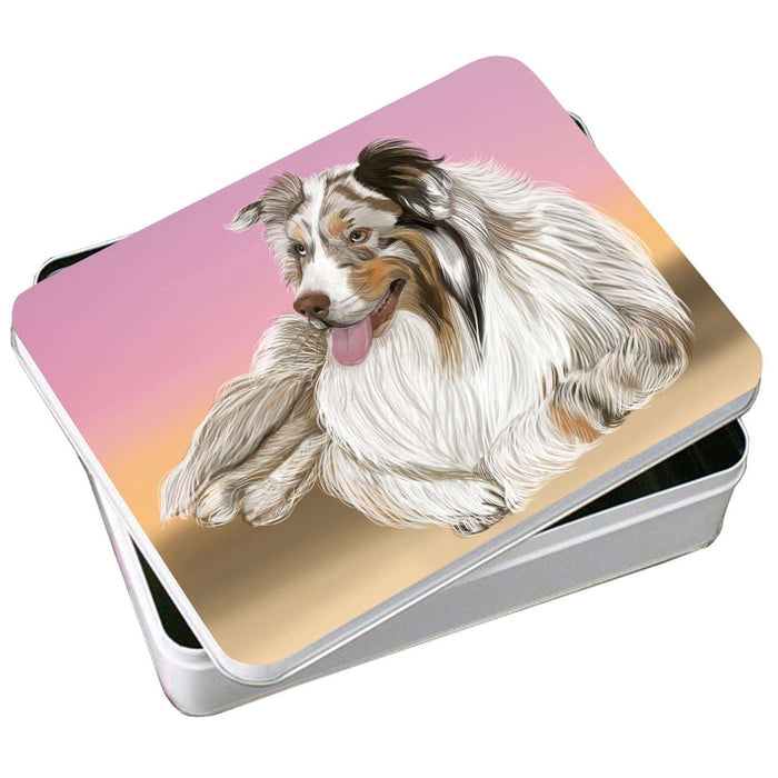 Australian Shepherd Red Merle Dog Photo Storage Tin