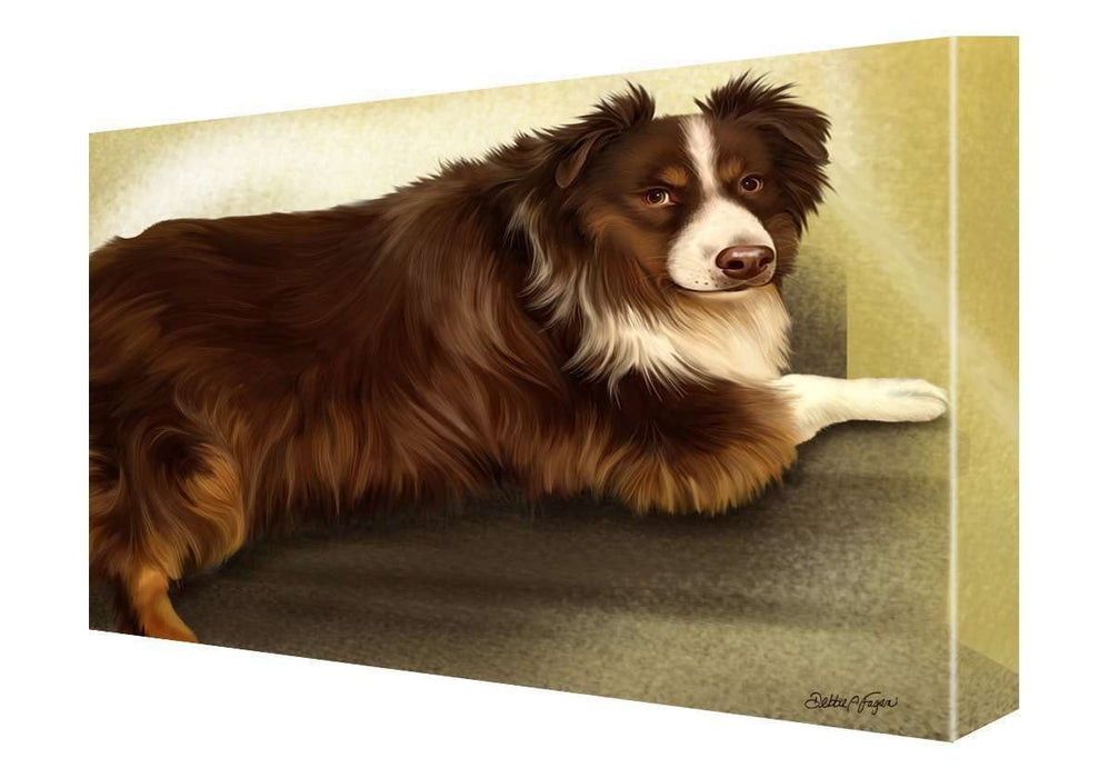 Australian Shepherd Red Tri Dog Painting Printed on Canvas Wall Art Signed