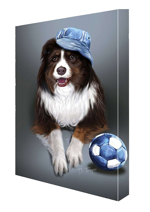 Australian Shepherd Red Tri Dog with Denim Ball and Hat Canvas