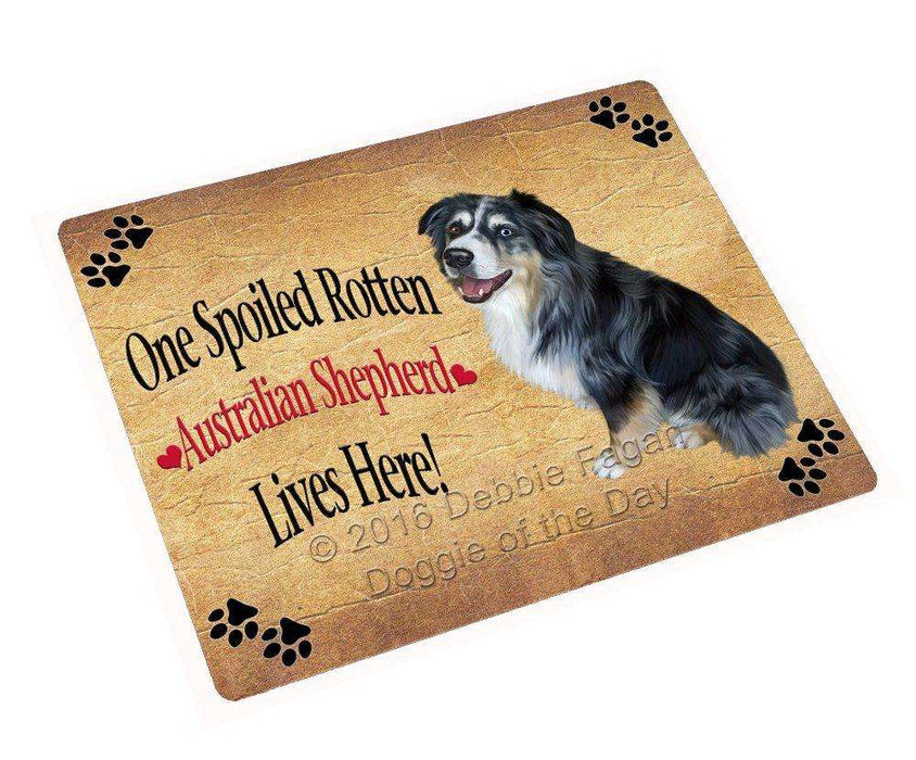 Australian Shepherd Spoiled Rotten Dog Art Portrait Print Woven Throw Sherpa Plush Fleece Blanket