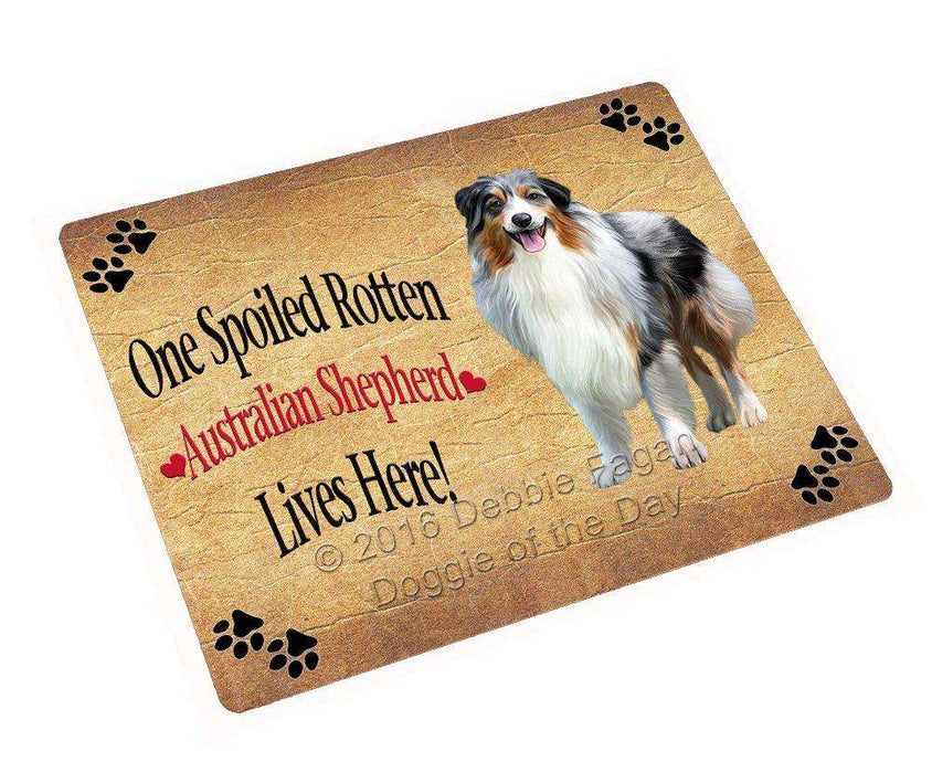 Australian Shepherd Spoiled Rotten Dog Art Portrait Print Woven Throw Sherpa Plush Fleece Blanket