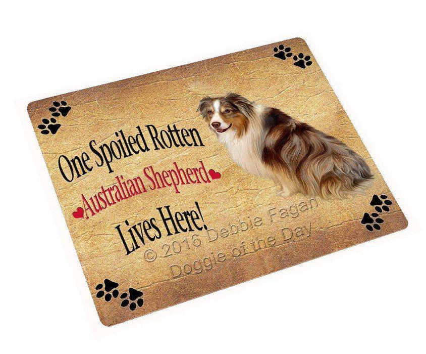 Australian Shepherd Spoiled Rotten Dog Art Portrait Print Woven Throw Sherpa Plush Fleece Blanket