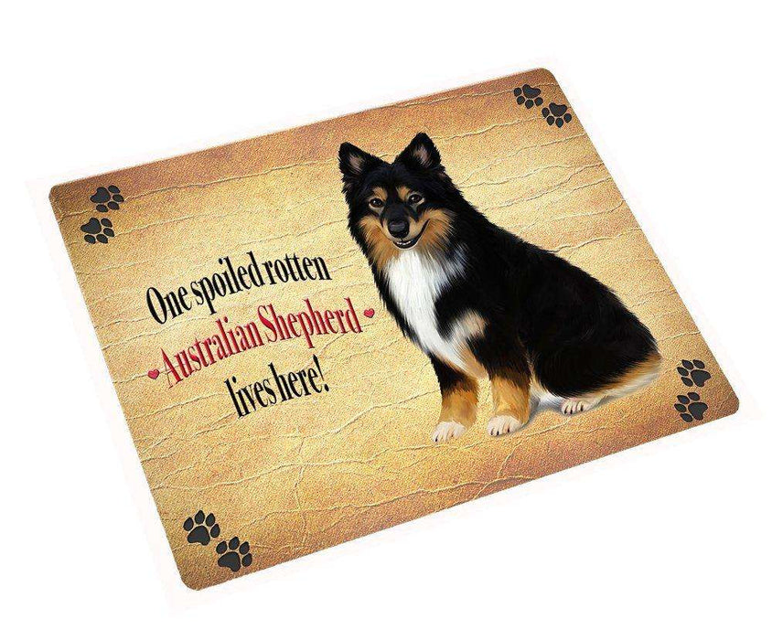 Australian Shepherd Spoiled Rotten Dog Art Portrait Print Woven Throw Sherpa Plush Fleece Blanket