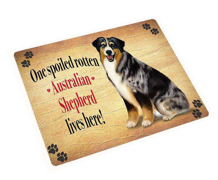 Australian Shepherd Spoiled Rotten Dog Art Portrait Print Woven Throw Sherpa Plush Fleece Blanket