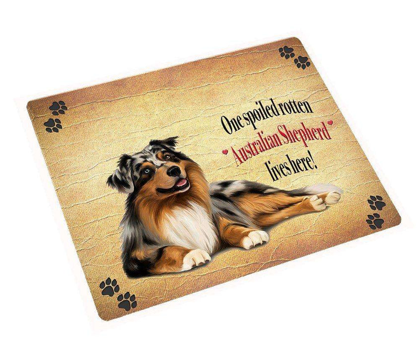 Australian Shepherd Spoiled Rotten Dog Art Portrait Print Woven Throw Sherpa Plush Fleece Blanket