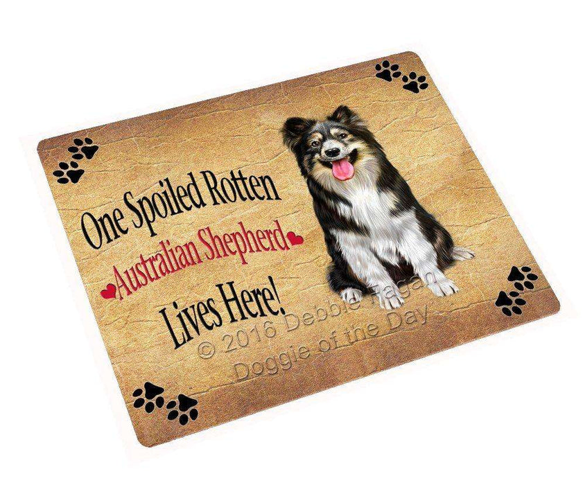 Australian Shepherd Spoiled Rotten Dog Art Portrait Print Woven Throw Sherpa Plush Fleece Blanket