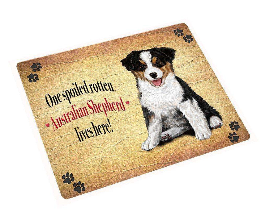 Australian Shepherd Spoiled Rotten Dog Art Portrait Print Woven Throw Sherpa Plush Fleece Blanket