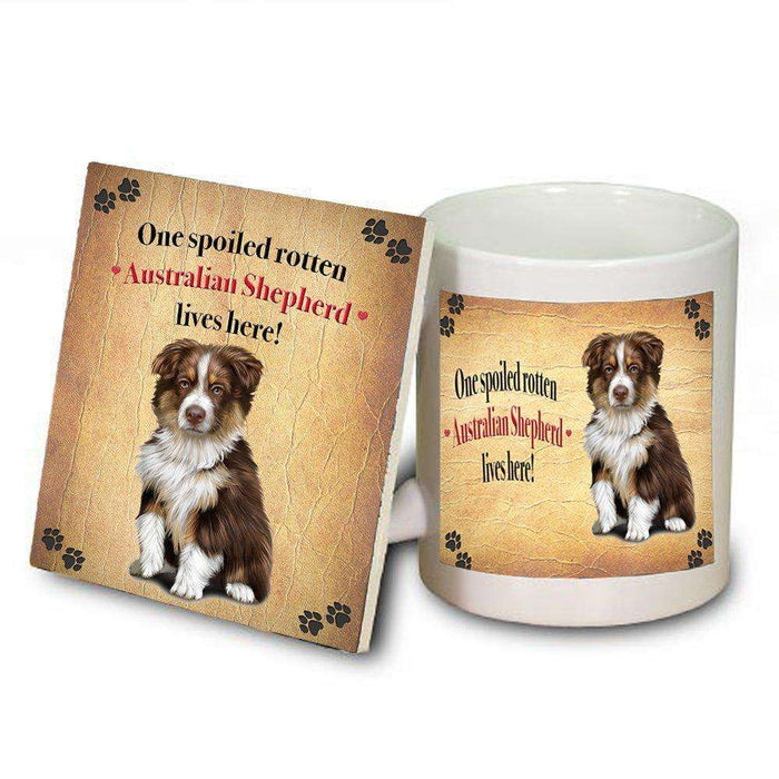 Australian Shepherd Spoiled Rotten Dog Coaster and Mug Combo Gift Set