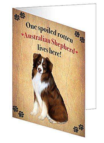 Australian Shepherd Spoiled Rotten Dog Handmade Artwork Assorted Pets Greeting Cards and Note Cards with Envelopes for All Occasions and Holiday Seasons