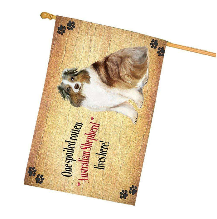 Australian Shepherd Spoiled Rotten Dog House Flag