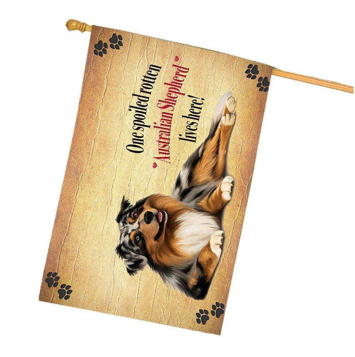 Australian Shepherd Spoiled Rotten Dog House Flag