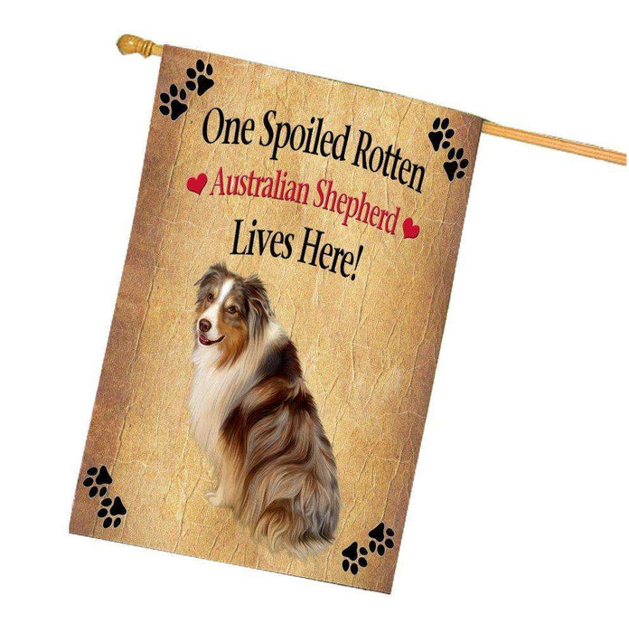 Australian Shepherd Spoiled Rotten Dog House Flag