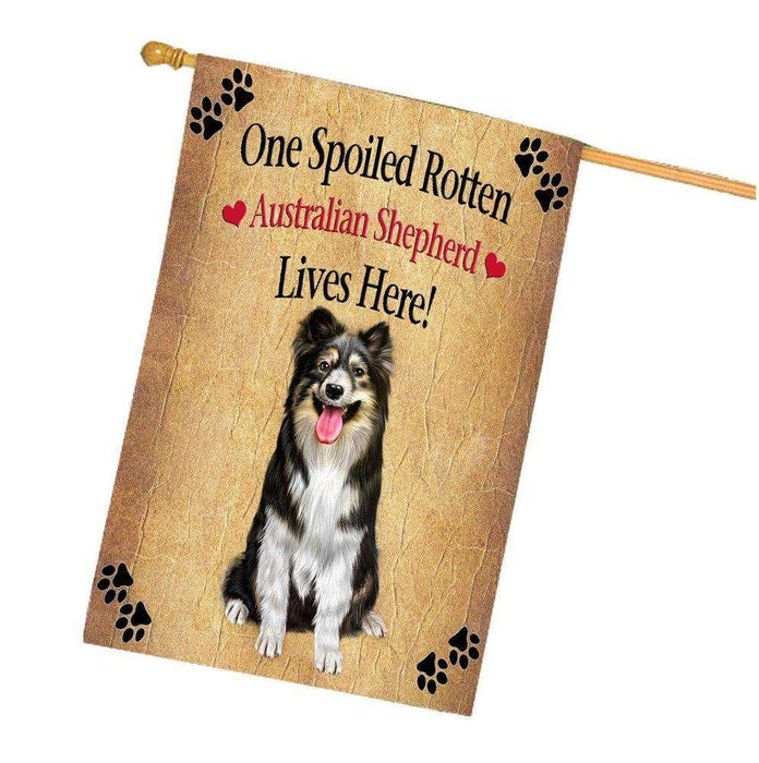 Australian Shepherd Spoiled Rotten Dog House Flag